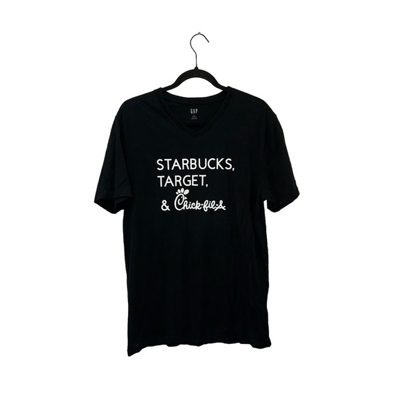 Gap Tops - Gap Classic True Black V Neck Graphic Tee Shirt